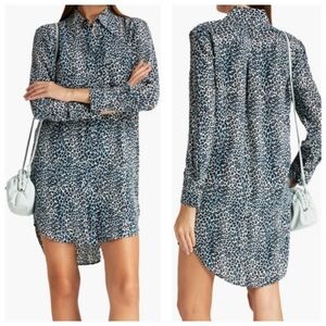 Equipment Scoutt Silk Crepe De Chine Shirt Dress Large Leopard Print Luxe Mini